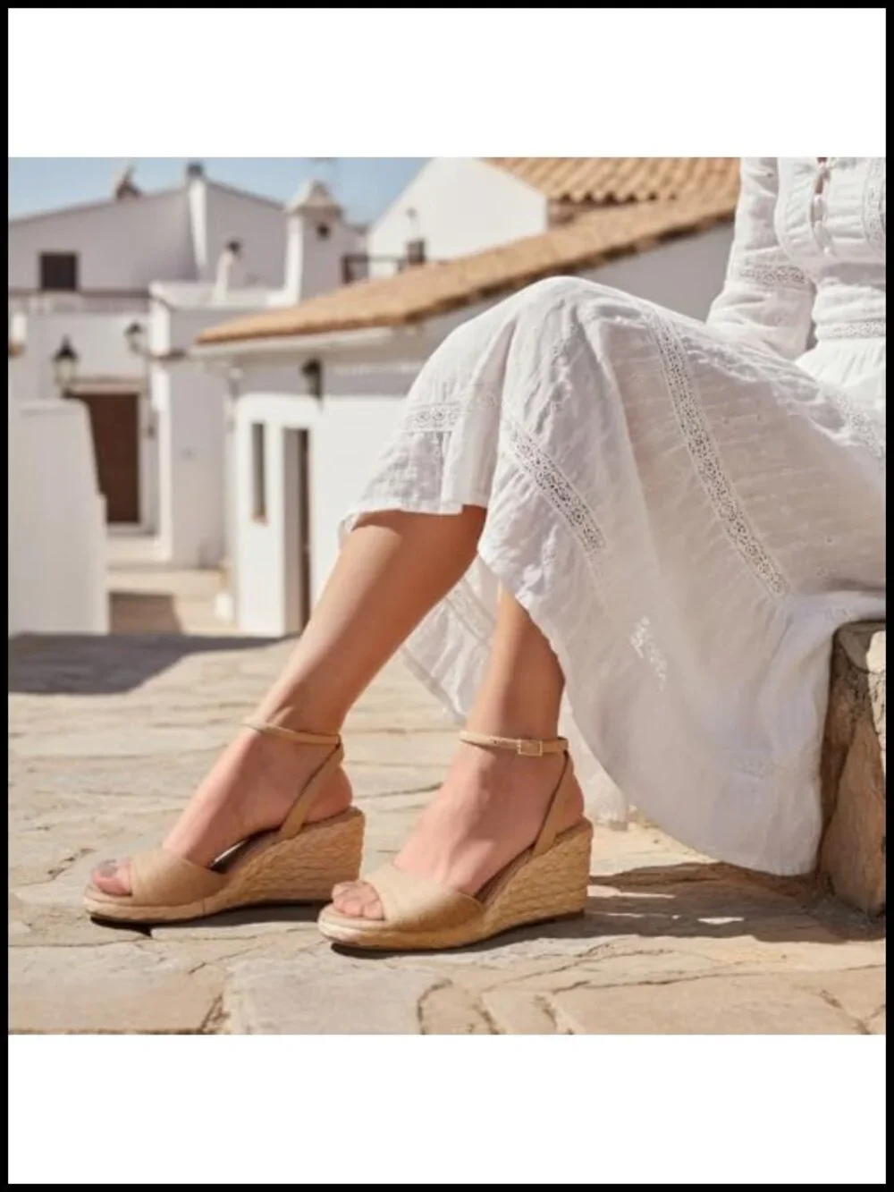 Raffia Espadrille Platform Wedge Sandals with Ankle Strap